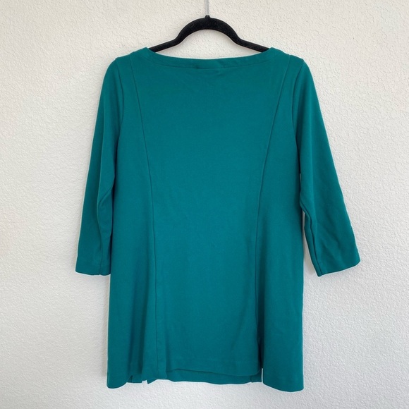 J. Jill Ponte 3/4 Sleeve Crewneck Shift Dress Emerald Green Medium - Picture 2 of 7